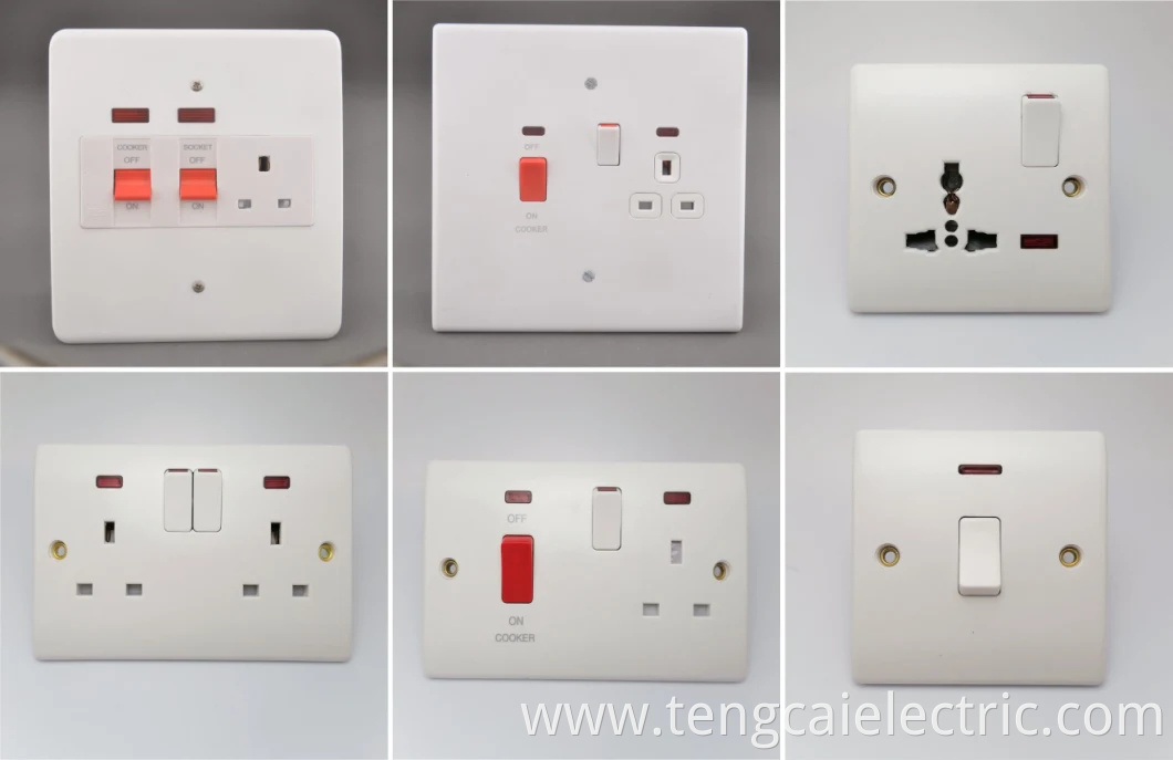 Electrical Wall Light Switch Socket 2 Gang